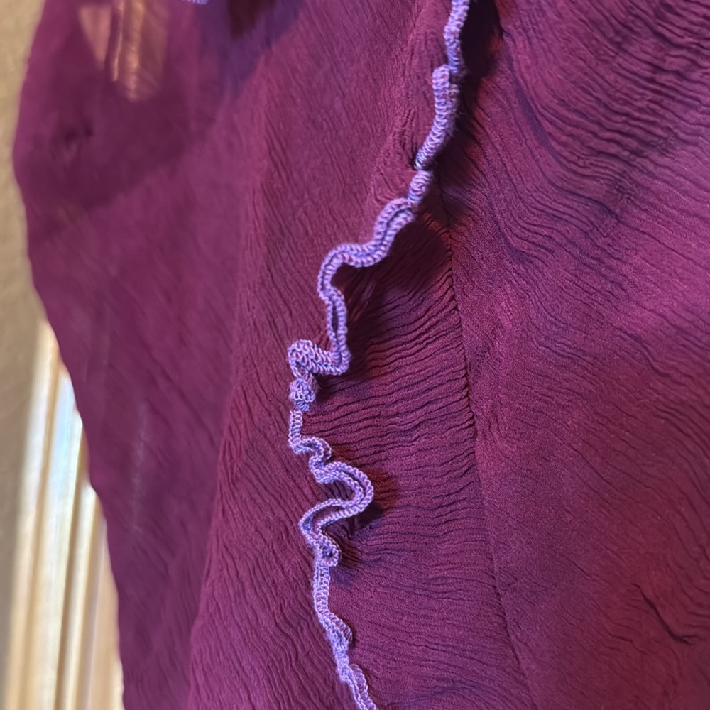 Purple Ruffle Sheer Silk Camisole - Picture 4 of 7